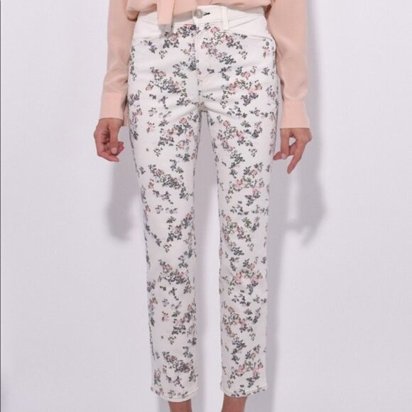 Rag & Bone NWT Ellie Jeans Micro Floral White 25 Cottage Core Coastal Grandma - Picture 1 of 8